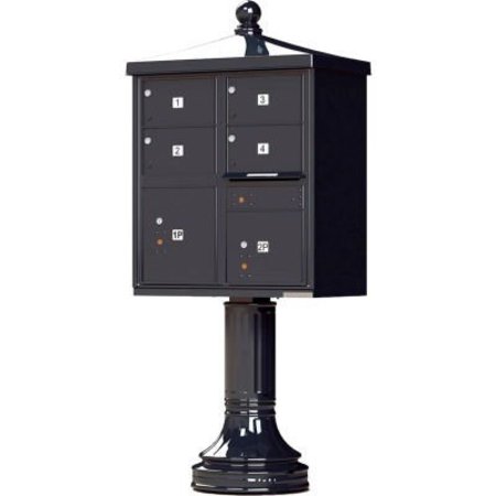 FLORENCE MFG CO Vital Cluster Box Unit w/Vogue Traditional Accessories, 4 Mailboxes & 2 Parcel Lockers, Black 1570-4T5V2BKAF